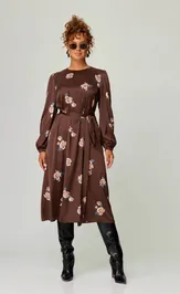 Sukienka GIZART 5103 shokoladnyj+print cvety