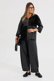 Garnitur Anastasia #1393 grafit (print kletka)