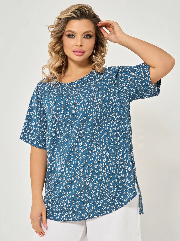 Bluzka DORA plus #0220-3 temno-goluboj