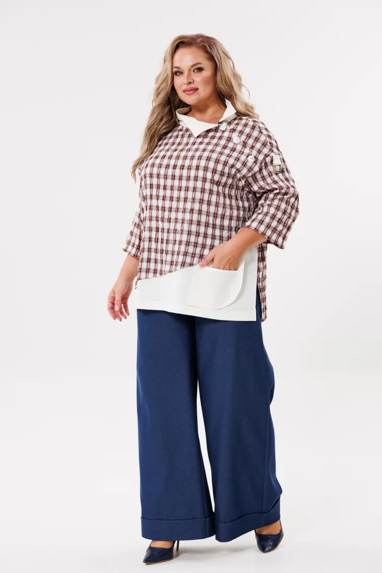 Блуза Michel Chic арт. 751/1 клетка, бежевый