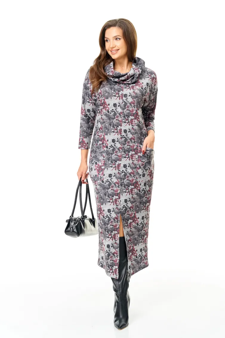 Sukienka Michel Chic #2145/1 serebro, bordo
