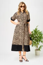 Sukienka Ava fashion #M-194 chernyj-bezhevyj