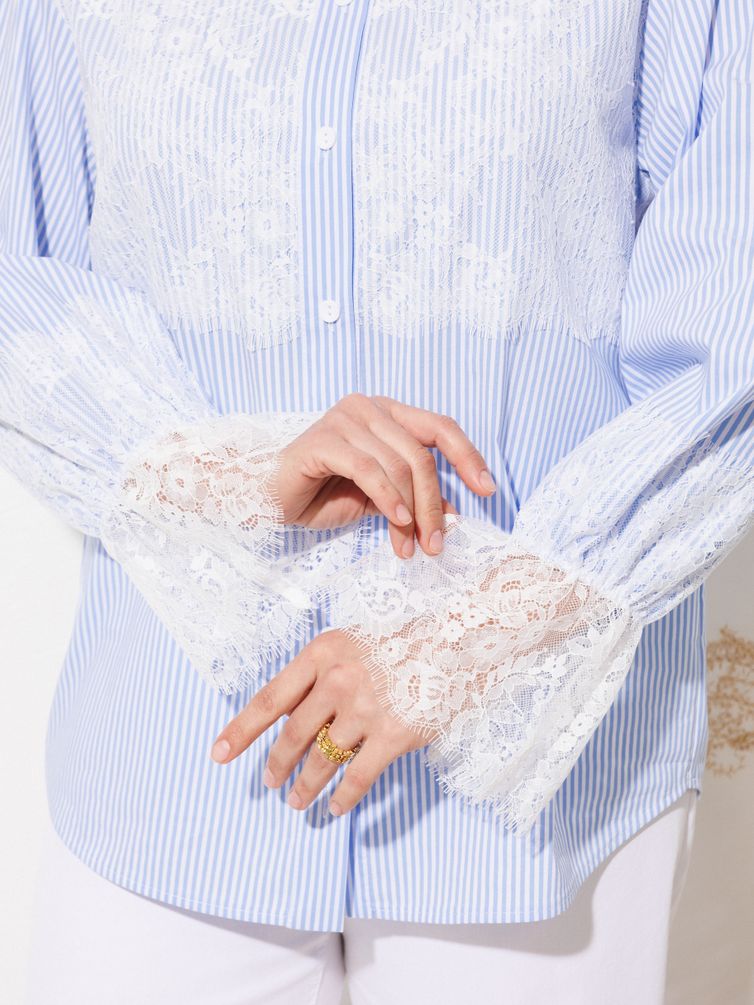 Блузка Anastasia MAK арт. 1352 голубой+полоска