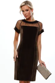 Платье DS Trend арт. П-4191-0513-01 (бархатное коктейльное с коротким рукавом)