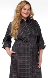Dress LadyThreeStars 2474 kletka s malinovym