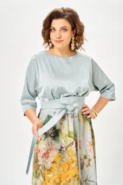 Sukienka Anastasia MAK #1229-Sh goluboj+cvety