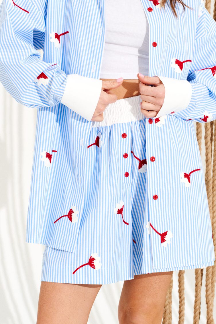 Блузка Elletto Life арт. 13016 бело-голубой