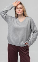 Джемпер Romgil РВ0344-ХМ5 5 серый шелк, серебро