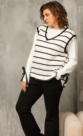 Жилет BegiModa 7017 чёрно-белый