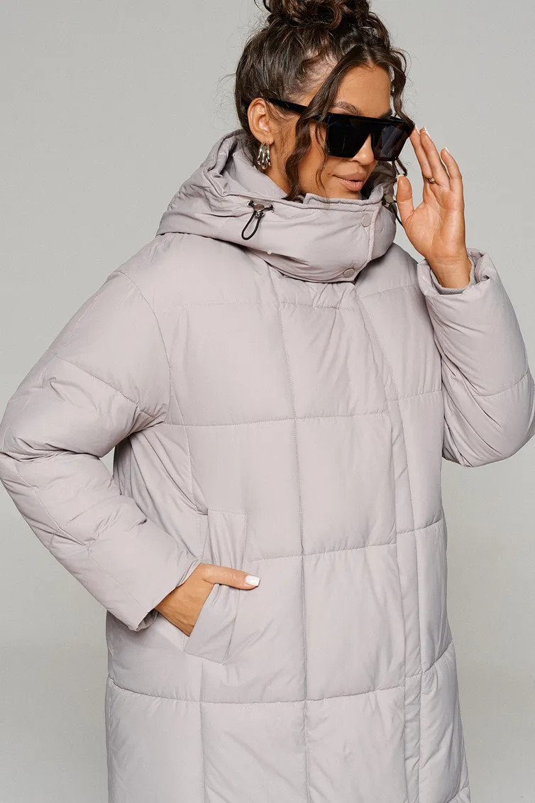Coat Beautiful & Free #6247 sero-bezhevyj