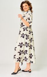 Платье Milora 1451 молочный/ темные цветы