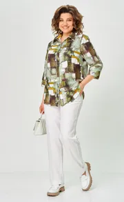 Blouse BelElStyle #877-326 zelenyj print