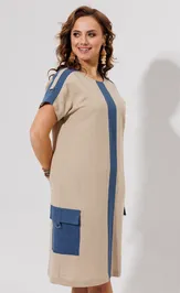 Платье Galean Style 967.1 беж+синий