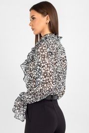 Blouse VIZAVI #744 cherno-belyj