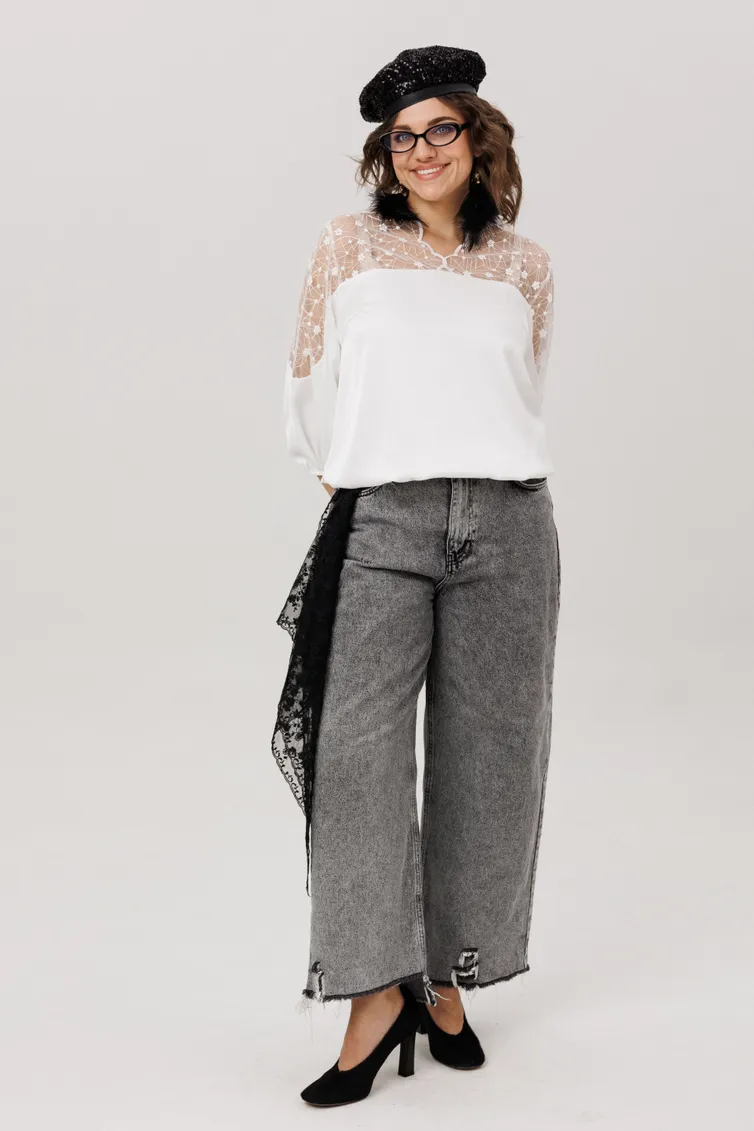 Blouse Anelli Laurel #1790 farforovoe kruzhevo