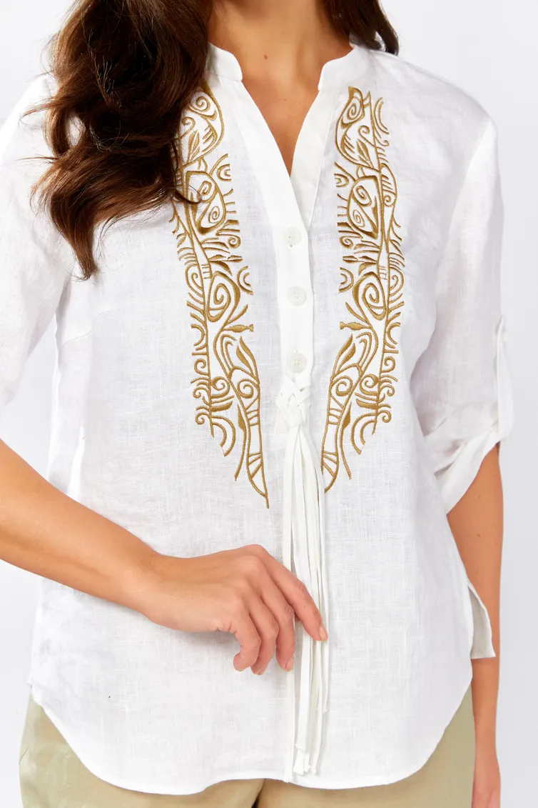 Koszula MALI #625-076 belyj s bezhevoj vyshivkoj