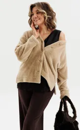 Cardigan Anelli Laurel 1661 bezhevyj pushistik