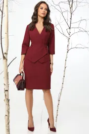 Garnitury damskie DS Trend #K-0890-0355 (bordovyj s zhaketom i yubkoj)
