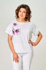 Футболка Rumoda арт. 2069 (короткий рукав) белый/лаванда