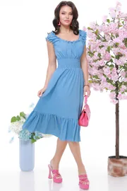 Платье DS Trend арт. П-3944-0199 (голубое с глубоким вырезом)