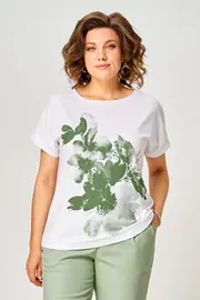 Blouses & tounics Rumoda #2259 (korotkij rukav) zelenyj-belyj