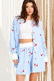 Блузка Elletto Life арт. 13016 бело-голубой