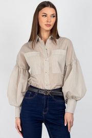 Blouse VIZAVI #745 bezhevaya poloska