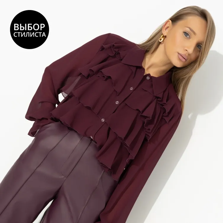 Bluzka CHARUTTI #Gipnoticheskij stil (bordovaya)