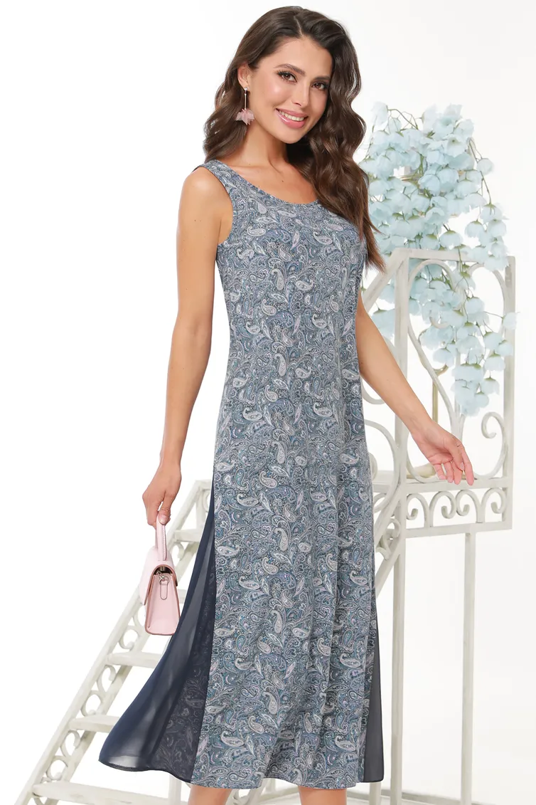 Sukienki DS Trend #P-4057-0138-06 (printovannoe s shifonovymi vstavkami)