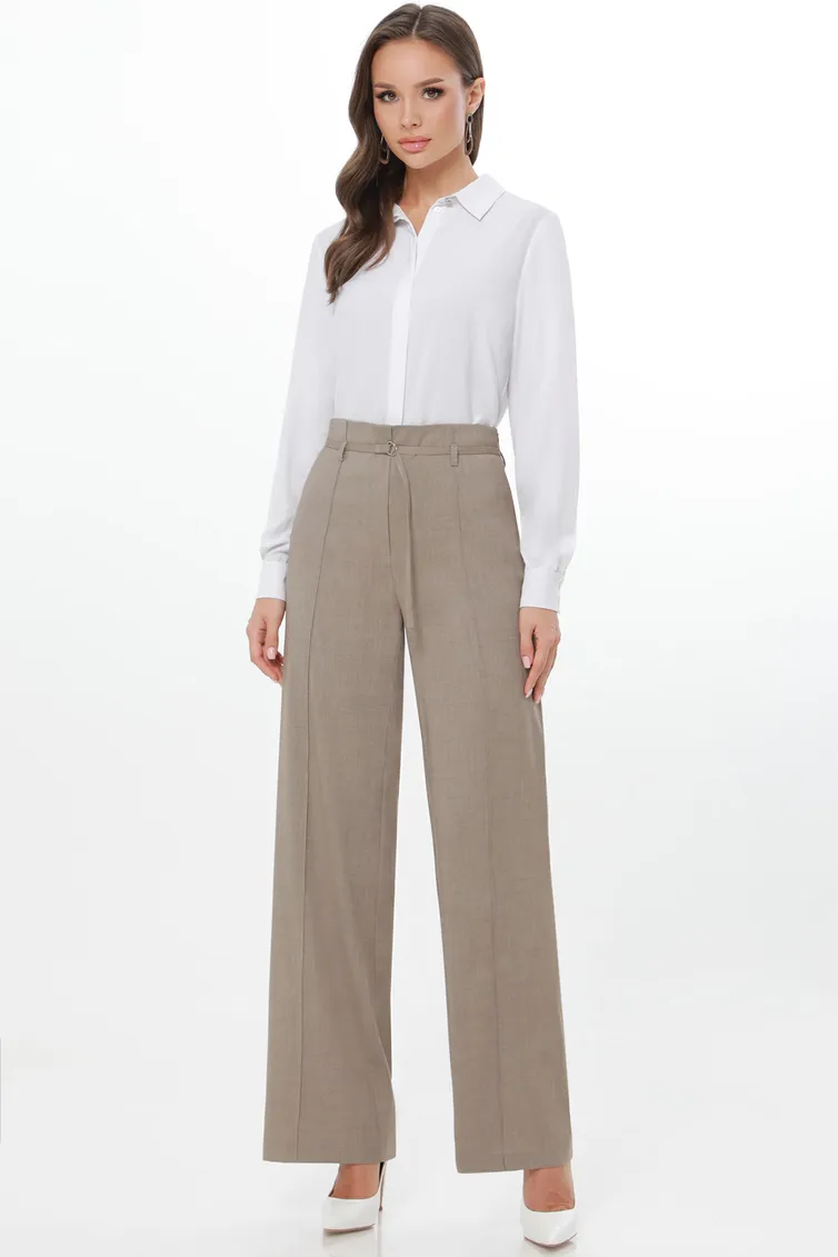 Spodnie DS Trend #Br-0199-0409 (bezhevye pryamye so strelkami)