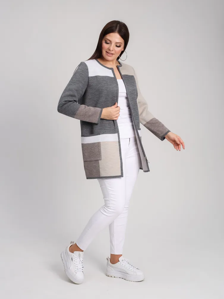 Sweter BONADI #1933 seryj-kapuchino
