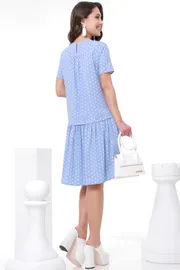 Платье DS Trend арт. П-3798-0063 (Голубое с оборкой в горошек)