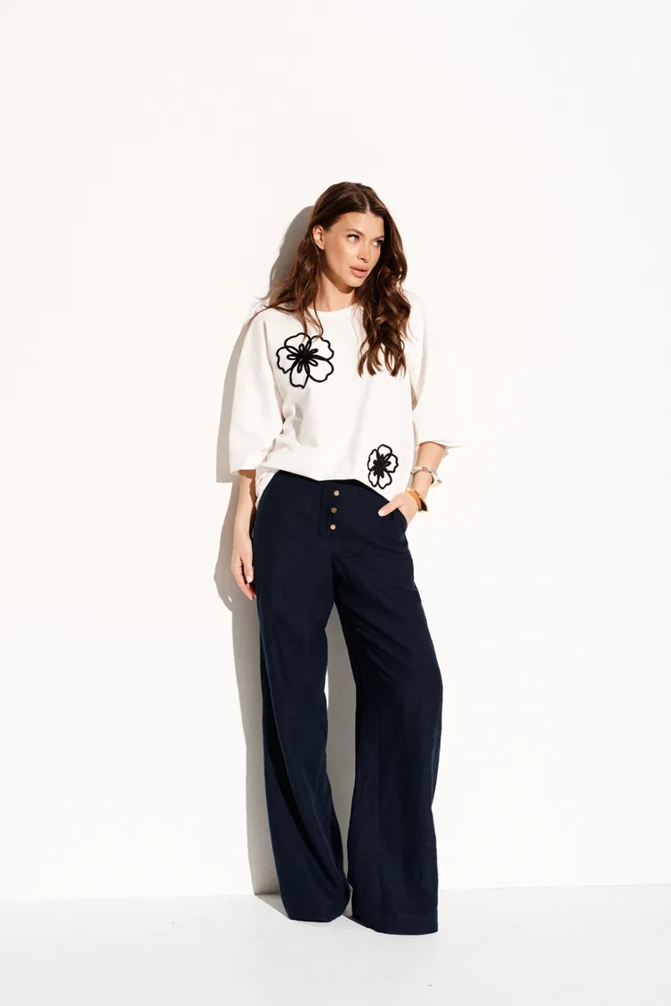 Trousers Elletto Life #12393 temno-sinij