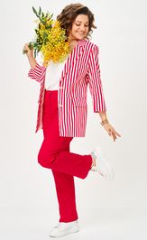 Костюм БелЭльСтиль 762-324/609-323 красный/полоска