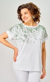 Блуза Rumoda 2258 (короткий рукав) белый-зеленый