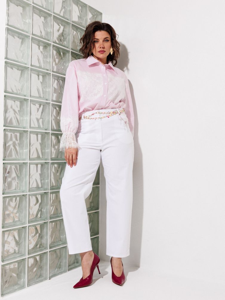 Блузка Anastasia MAK арт. 1352 розовый+полоска