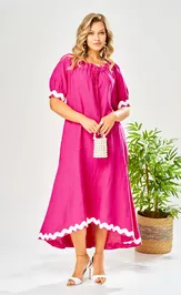 Dress Ava fashion M-212 fuksiya