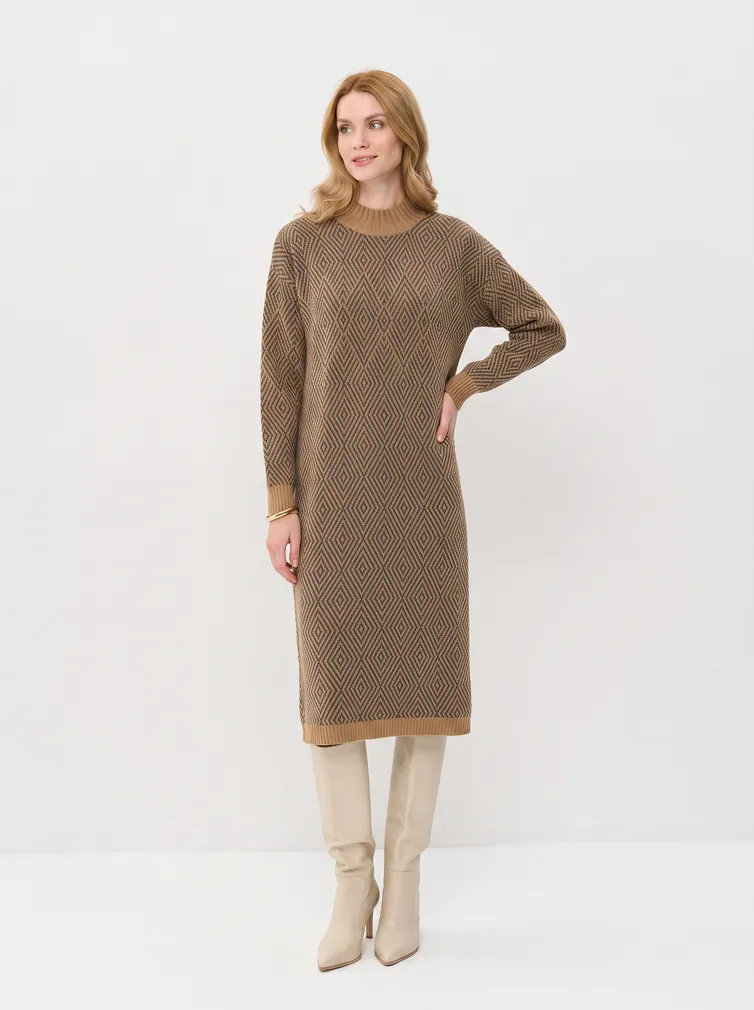 Платье Newvay арт. 9252-92009 карамельный кофе/т.сер