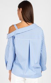 Blouse VIZAVI 726 belo-golubaya poloska