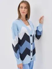 Кардиган Newvay арт. 9232-91006 жемчужно-гол/т.джинс/зимнее утро/бел