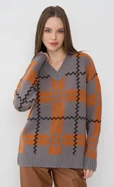 Джемпер Newvay 7242-40293 титаниум/абрикосовый пунш/черн