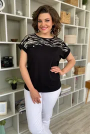 Bluzki, tuniki Rumoda #2135 (korotkij rukav) chernyj