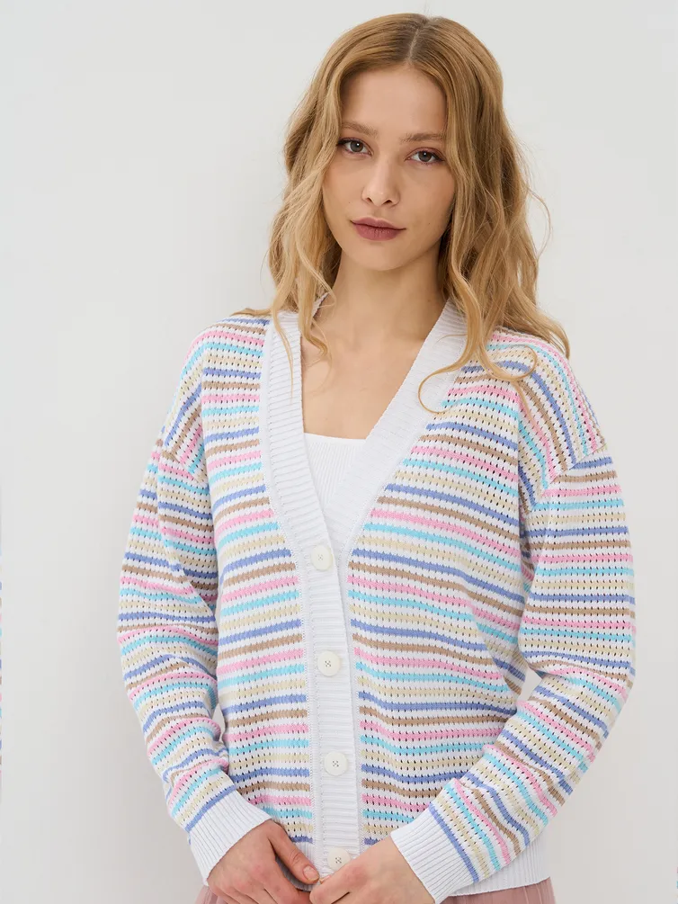 Кардиган Newvay арт. 9241-91042 бел/гол/натюрель/тиффани/ роз/какао