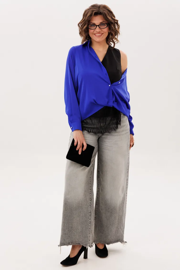 Blouse Anelli Laurel #1663 oslepitelno sinij