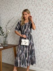 Платье Dilana Vip арт. 2141 серо-фиолетовый принт