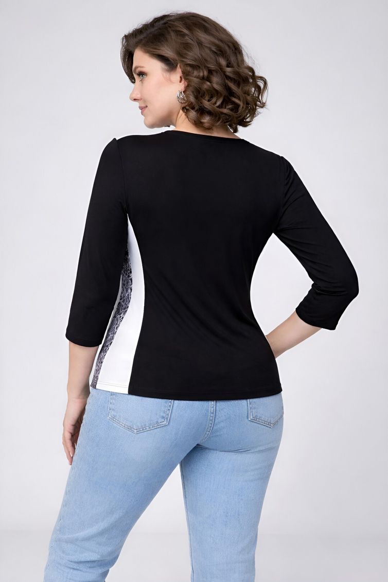 Блуза Abbi арт. 4029 черно-белая с принтом