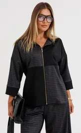 Garnitur Anastasia 1393 grafit (print kletka)
