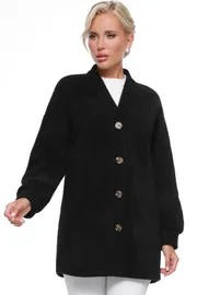 Sweter DS Trend #Kr-0150-0291-02 (teplyj chernyj na pugovicax)
