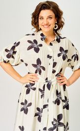 Платье Milora 1451 молочный/ темные цветы