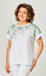 Блуза Rumoda 2258 (короткий рукав) белый-зеленый